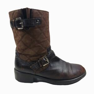 FS2123 GUC $525 AQUATALIA Quilted Moto Boots Size 9